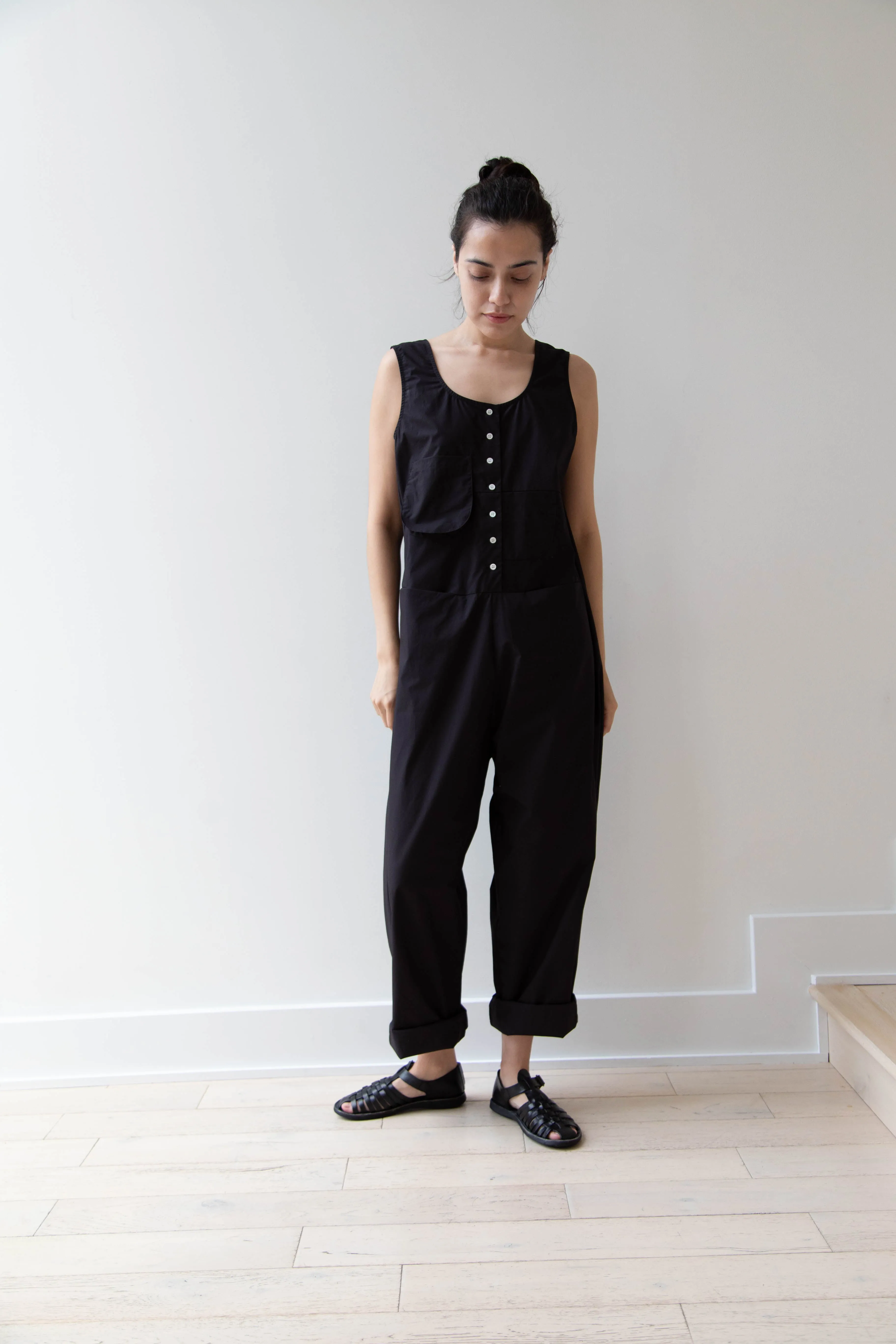 Caron Callahan | Adele Jumpsuit in Black Poplin