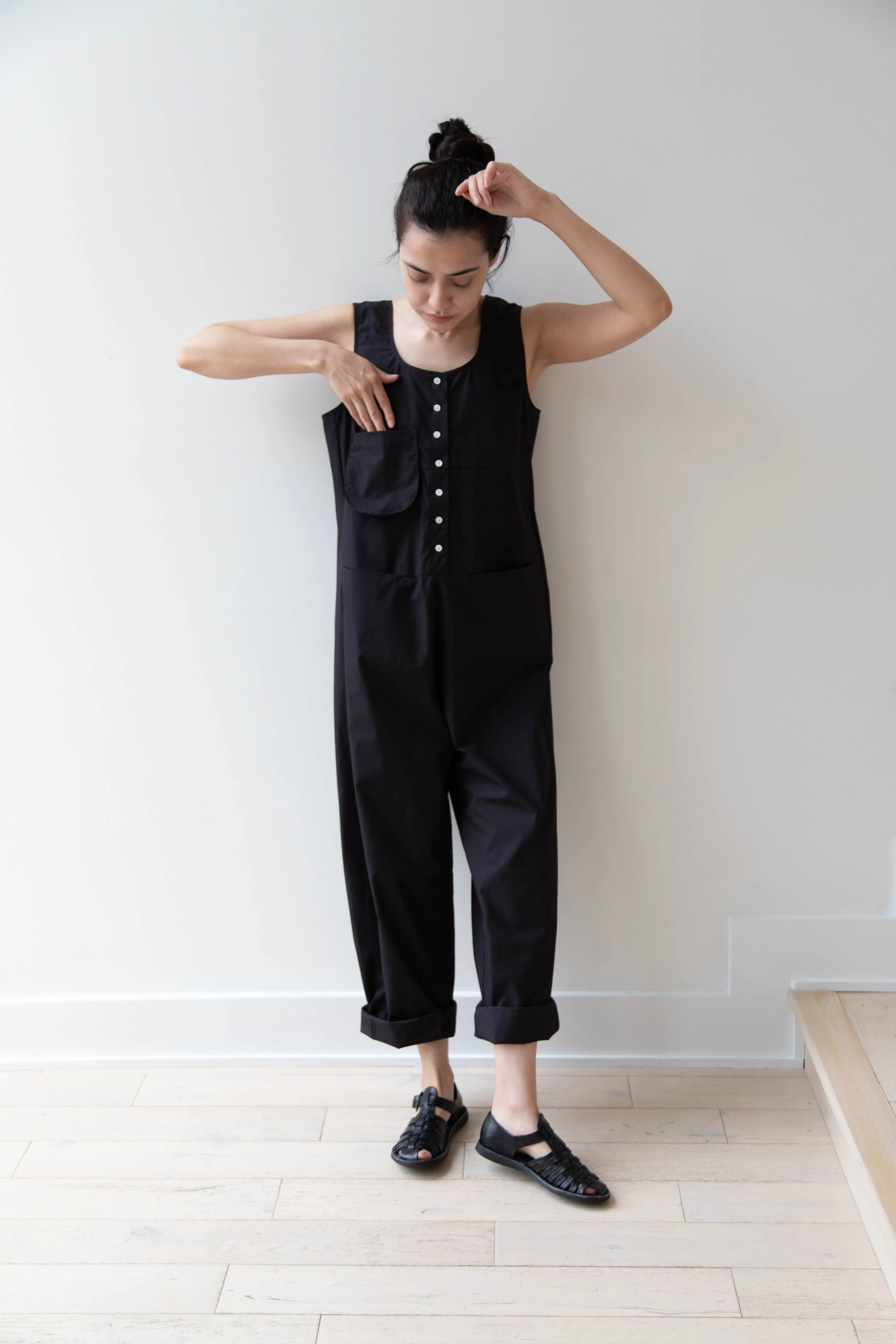 Caron Callahan | Adele Jumpsuit in Black Poplin