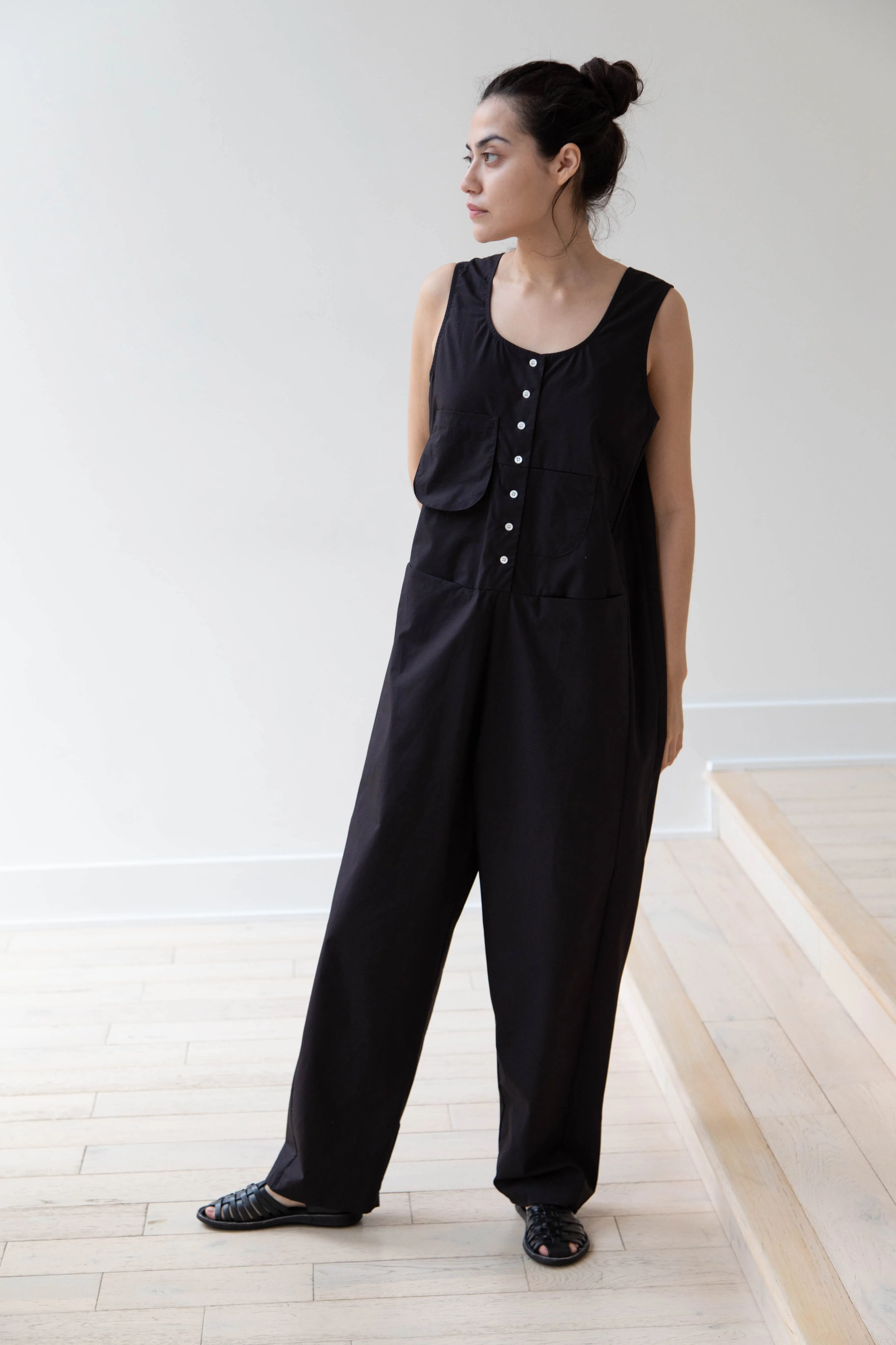 Caron Callahan | Adele Jumpsuit in Black Poplin