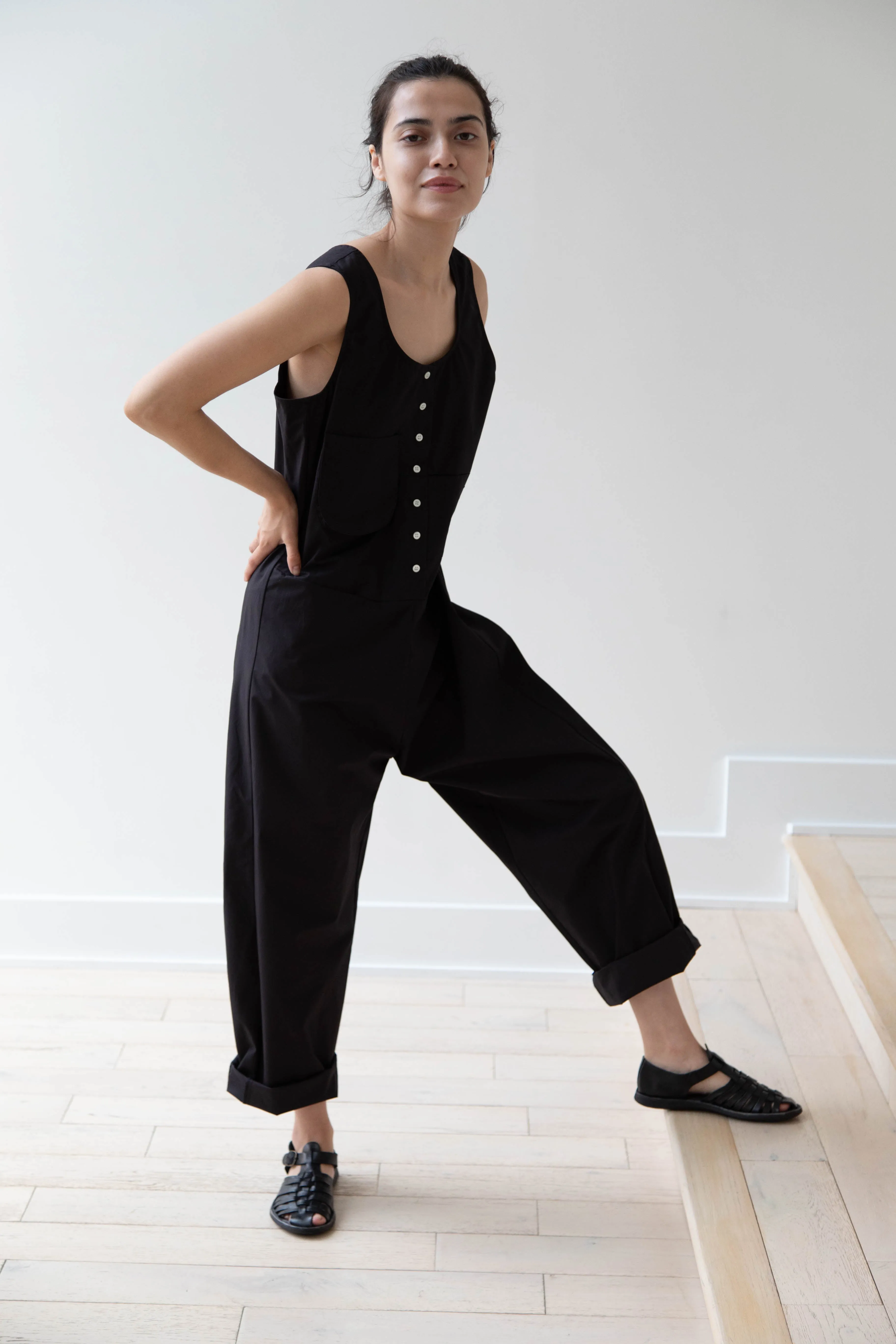 Caron Callahan | Adele Jumpsuit in Black Poplin