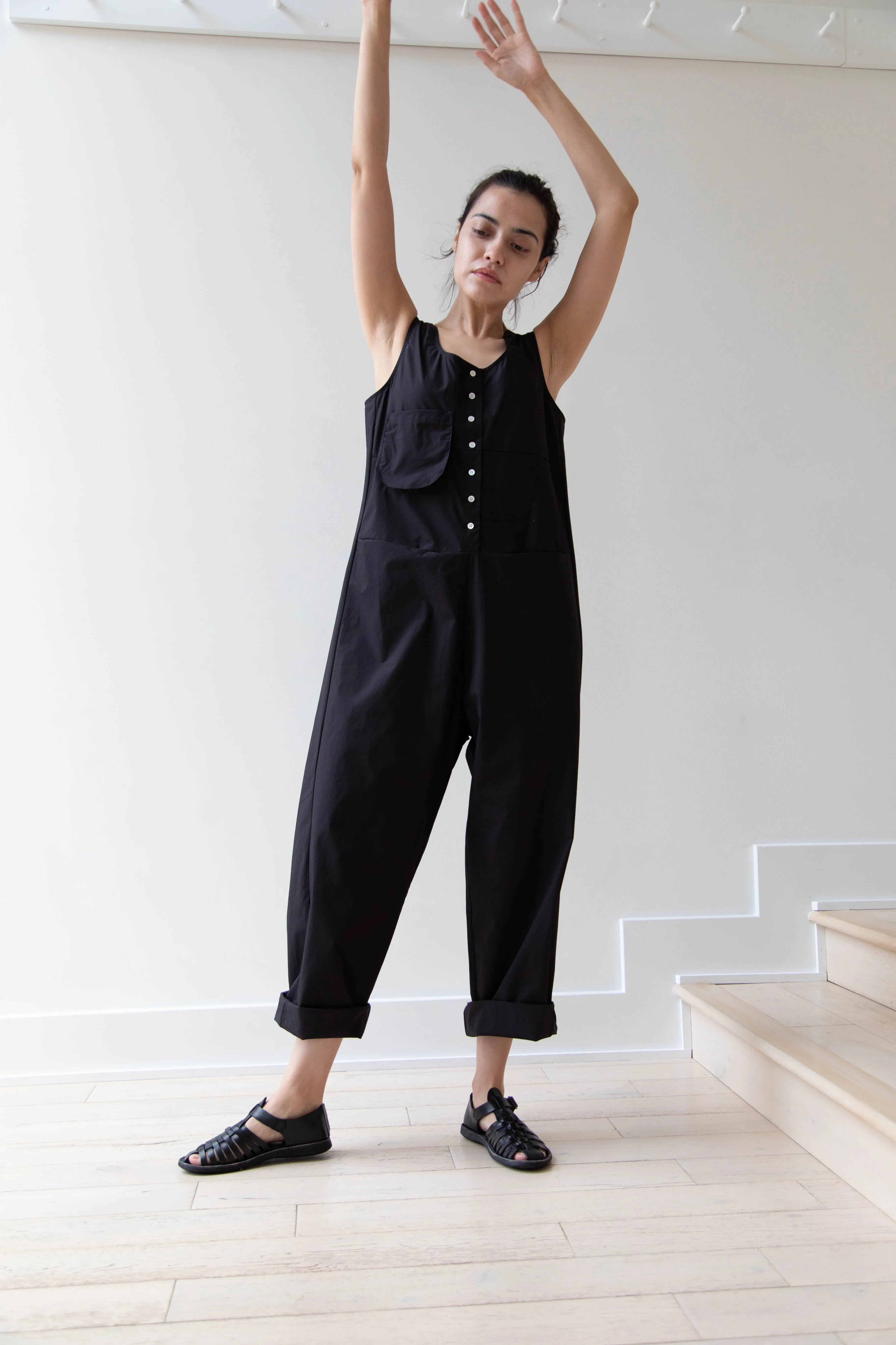 Caron Callahan | Adele Jumpsuit in Black Poplin