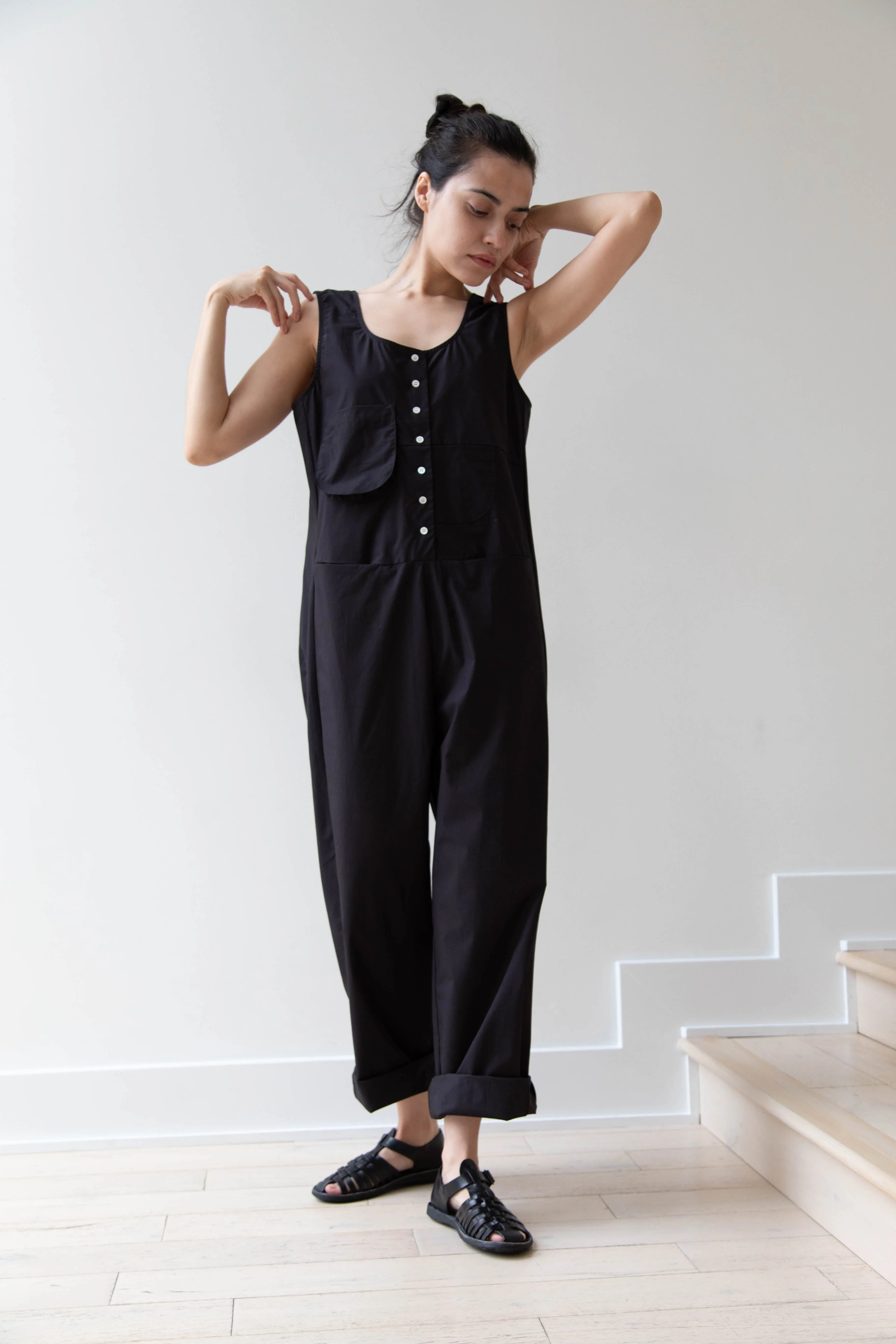 Caron Callahan | Adele Jumpsuit in Black Poplin