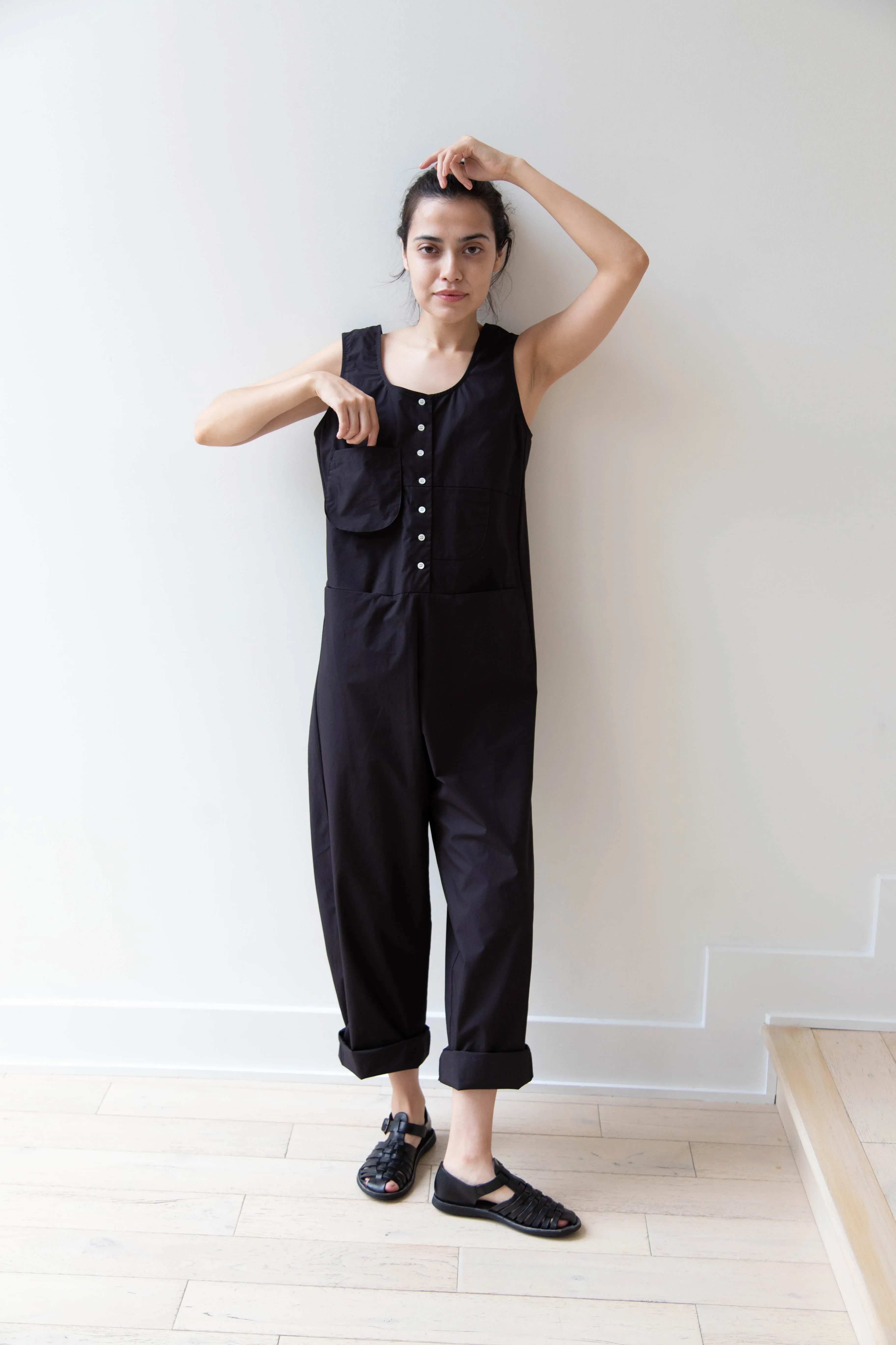 Caron Callahan | Adele Jumpsuit in Black Poplin