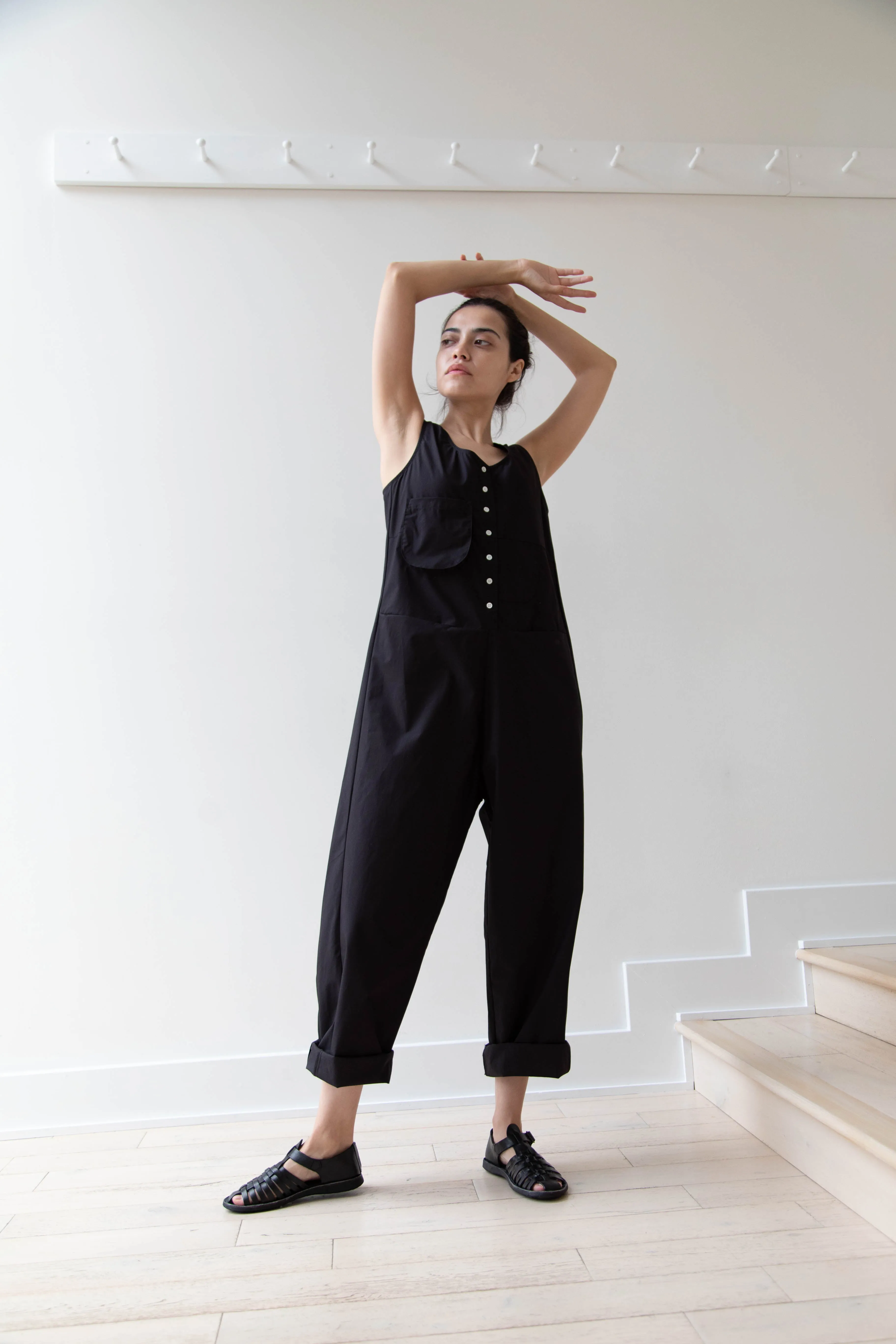 Caron Callahan | Adele Jumpsuit in Black Poplin