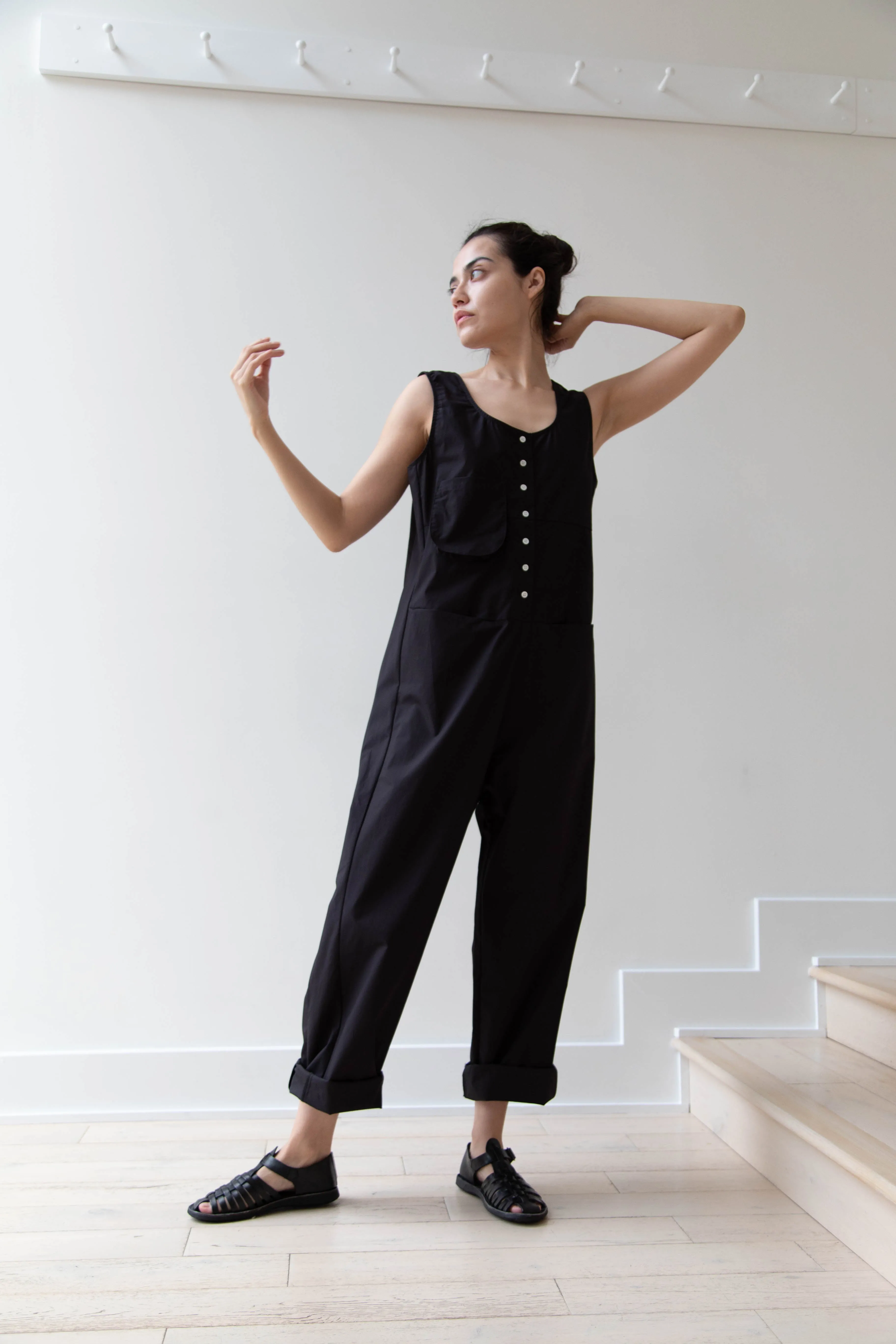 Caron Callahan | Adele Jumpsuit in Black Poplin