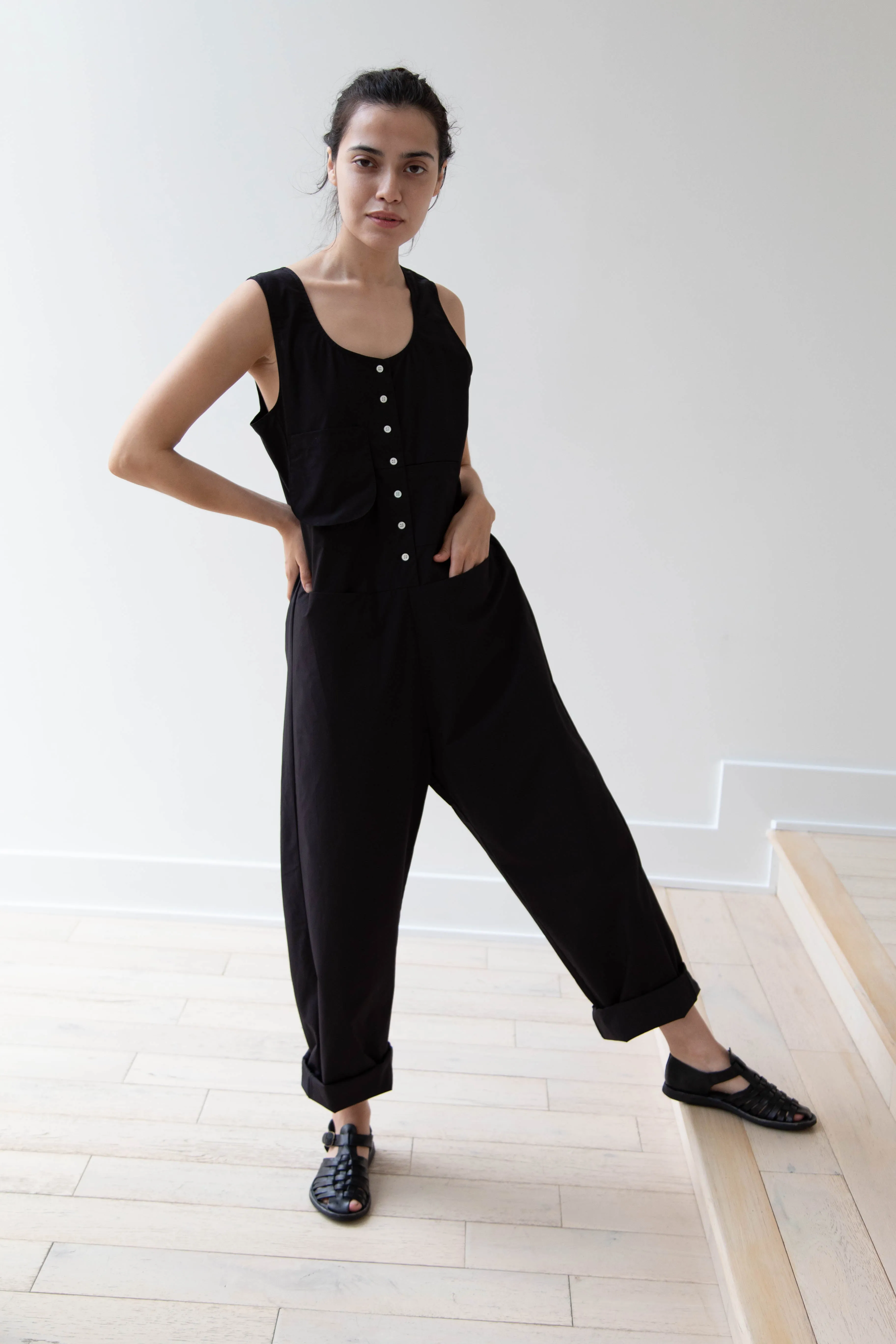 Caron Callahan | Adele Jumpsuit in Black Poplin