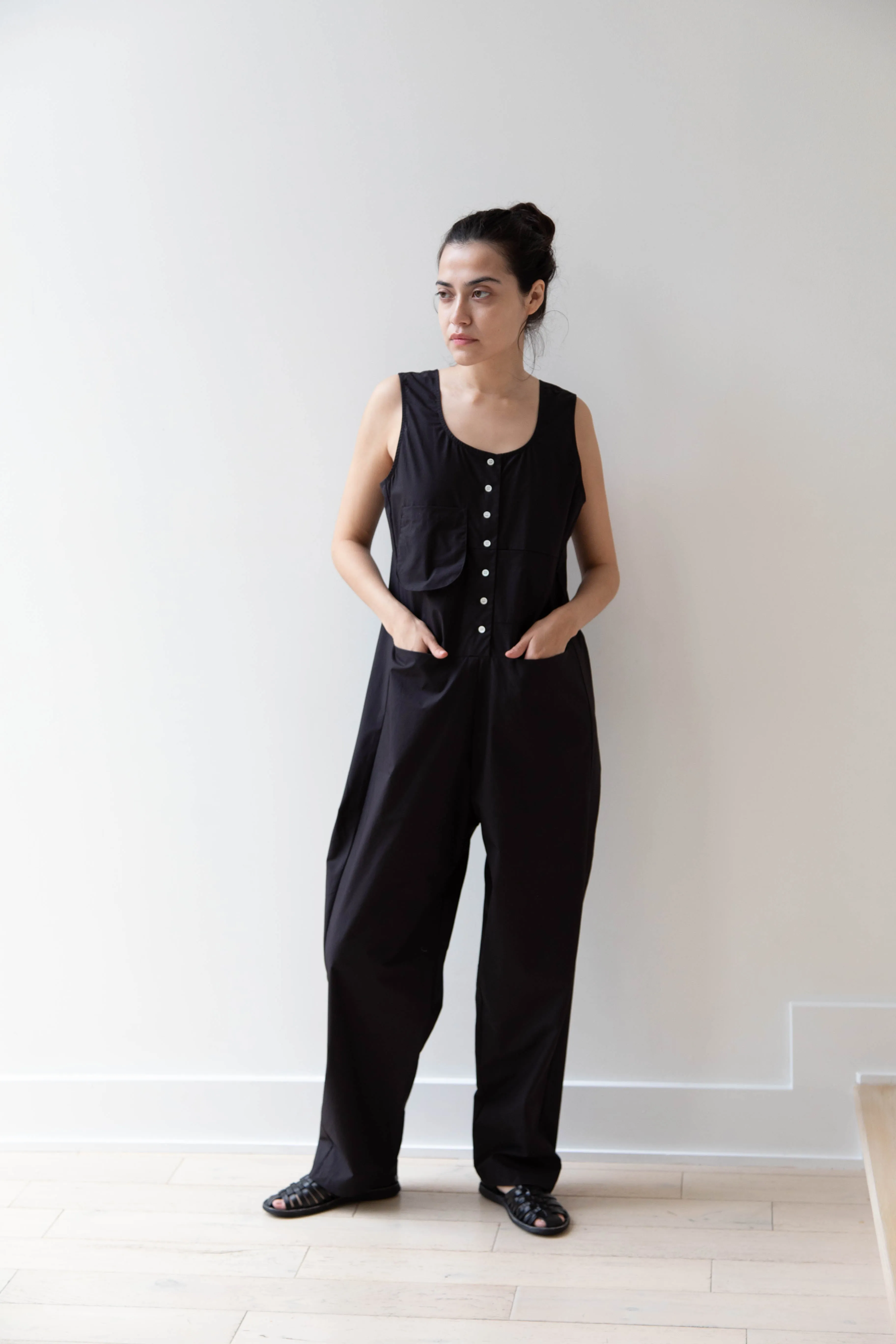 Caron Callahan | Adele Jumpsuit in Black Poplin