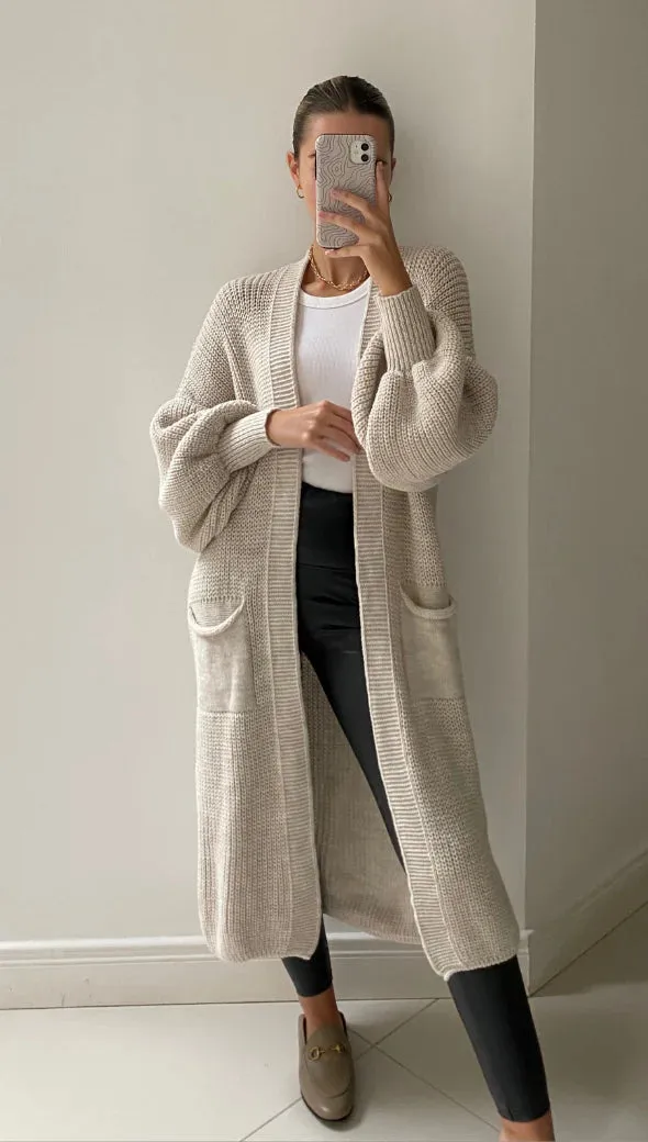 Charli Selma Bell Sleeve Cardigan in Sand