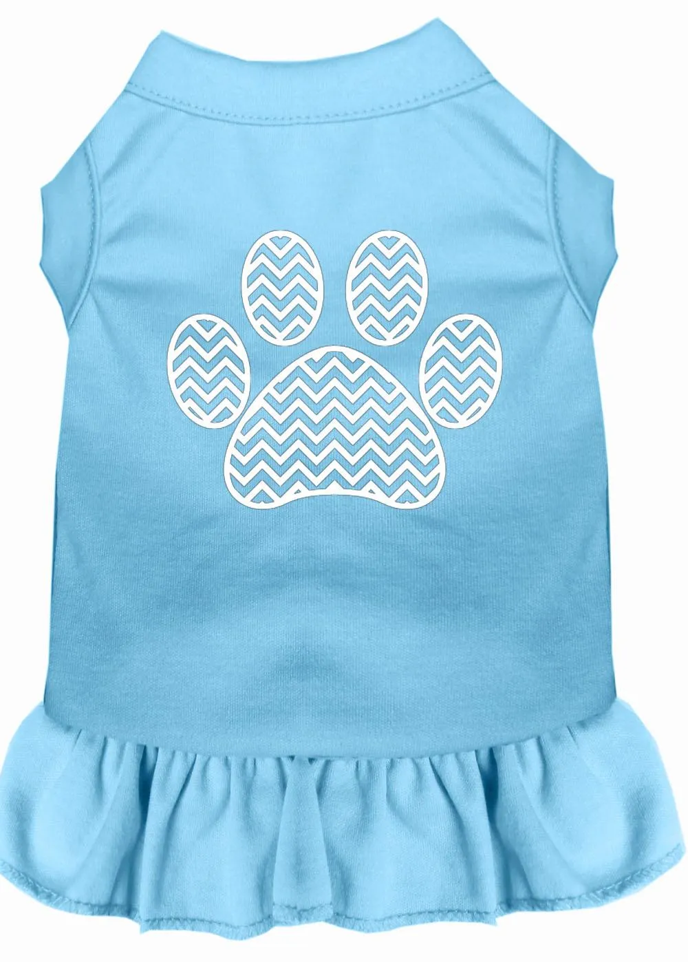 Chevron Paw Screen Print Dress Baby Blue 4x (22)