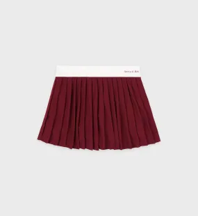 Classic Logo Pleated Skirt - Merlot/White