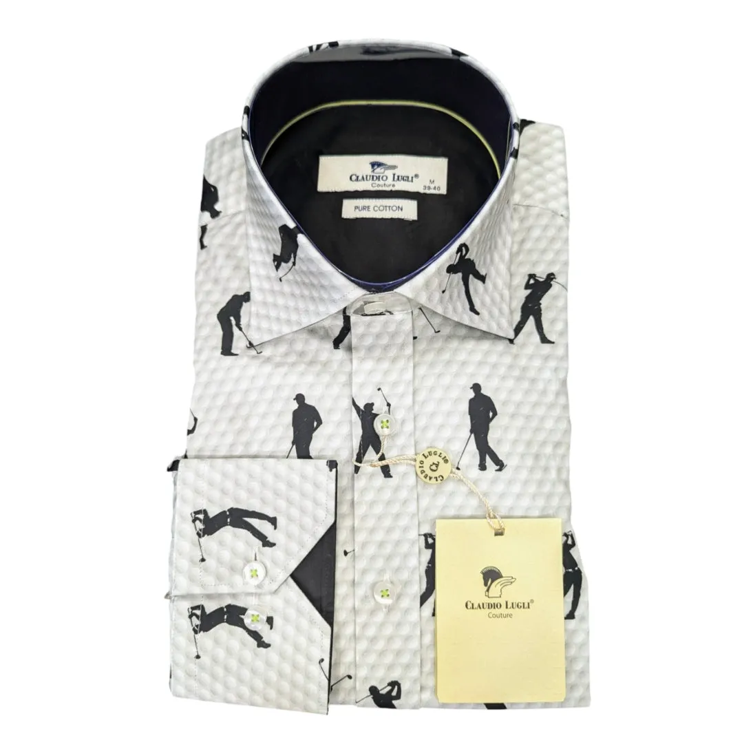 Claudio Lugli Pure Satin Cotton Shirt Golf Print CP6963