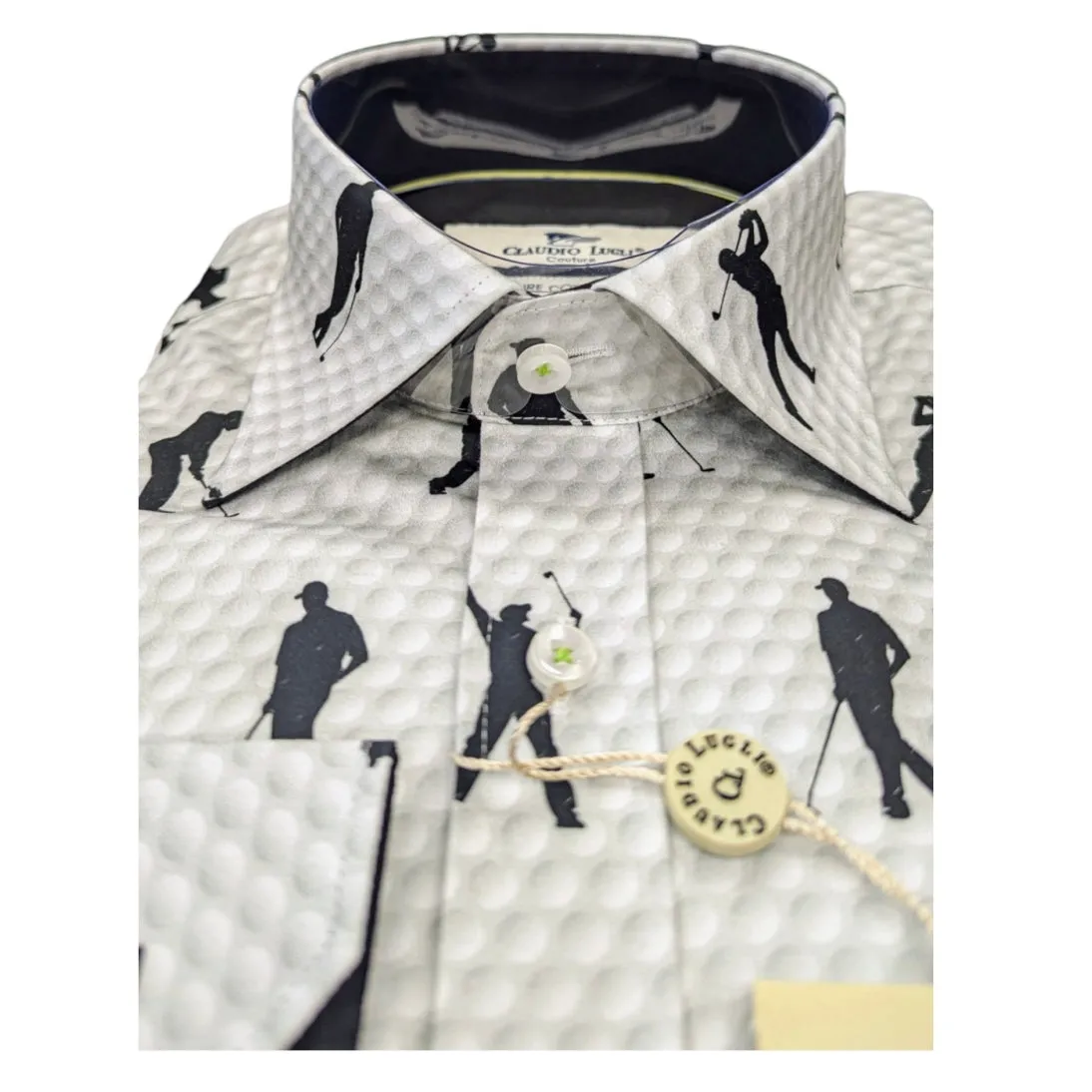 Claudio Lugli Pure Satin Cotton Shirt Golf Print CP6963