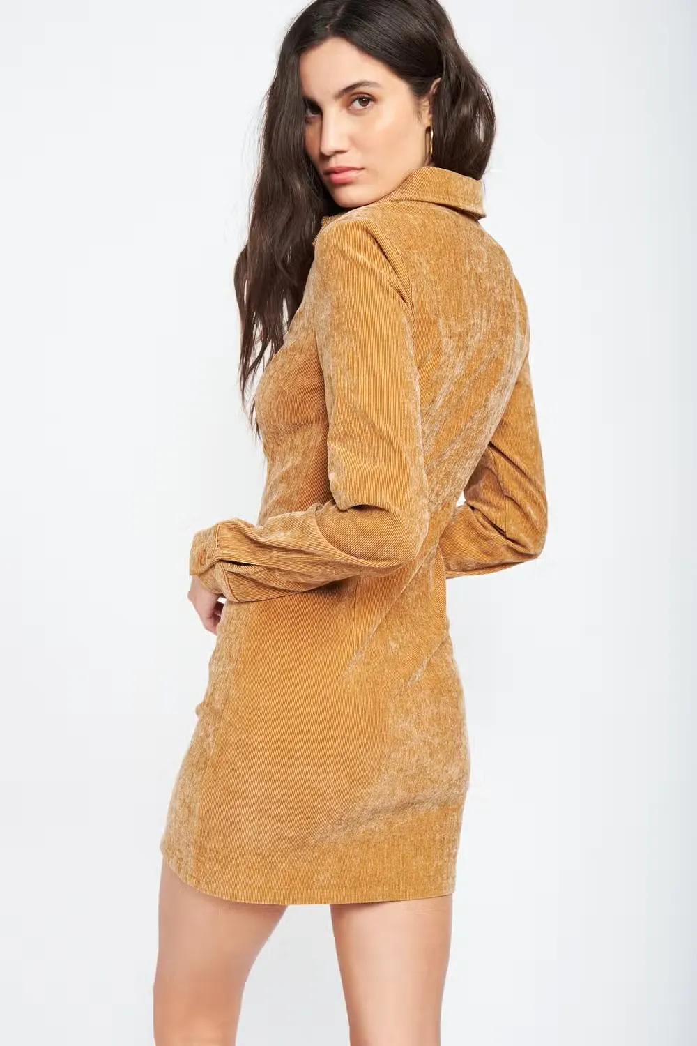 Closer to You Corduroy Dress - Tan