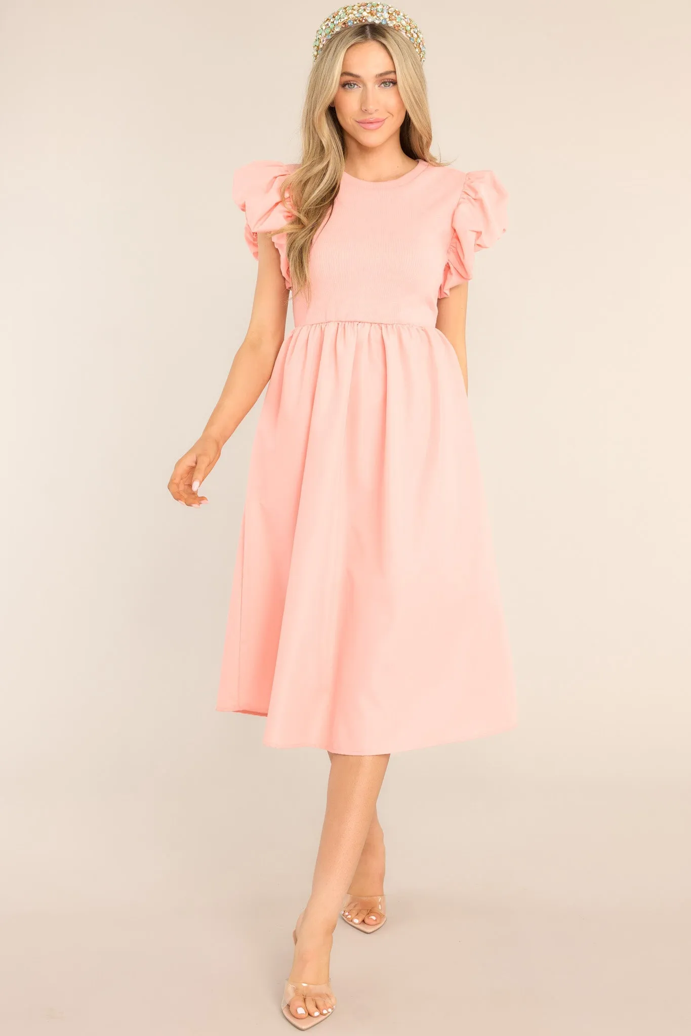 Closet Cornerstone Salmon Pink Midi Dress