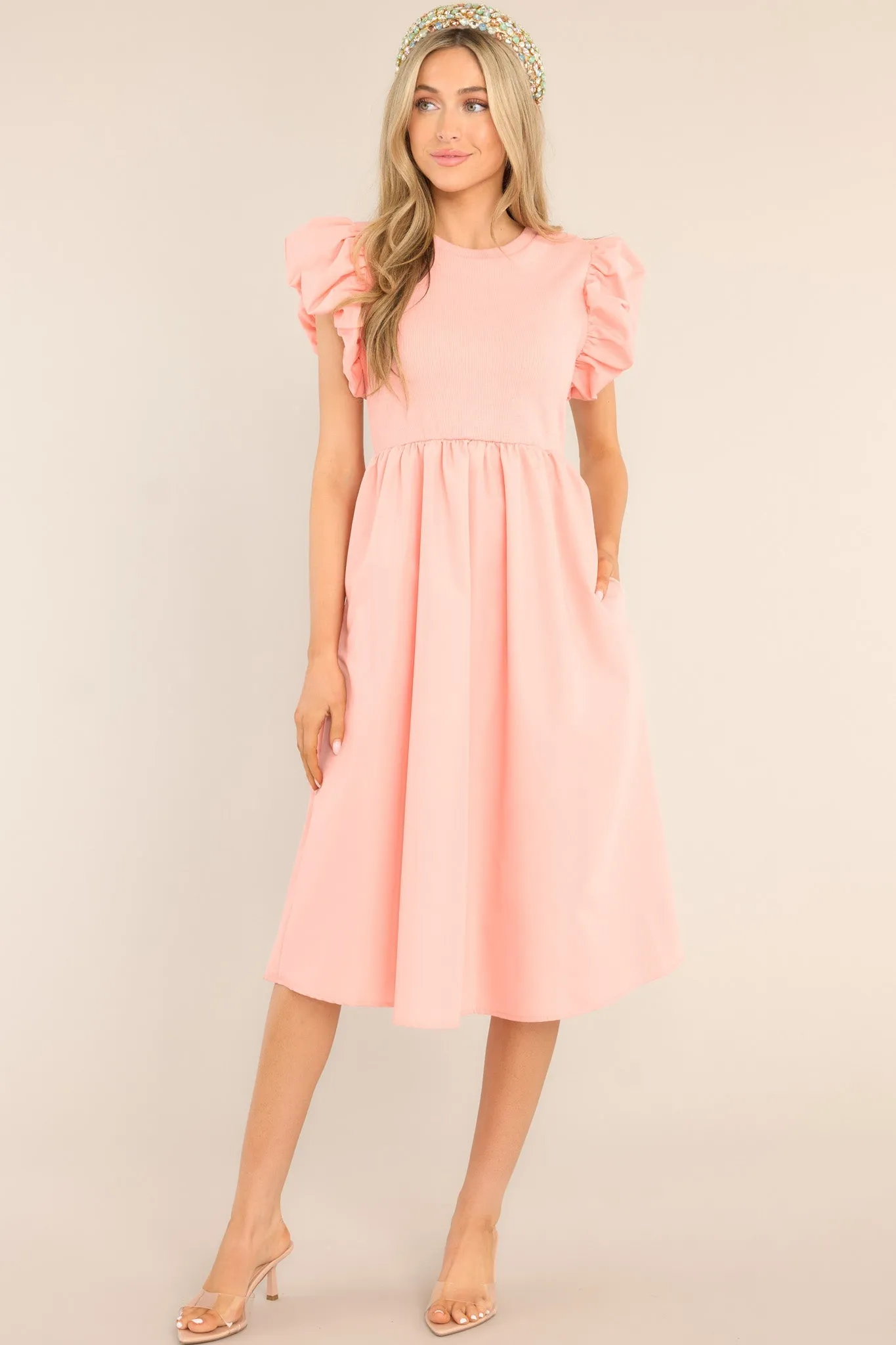 Closet Cornerstone Salmon Pink Midi Dress