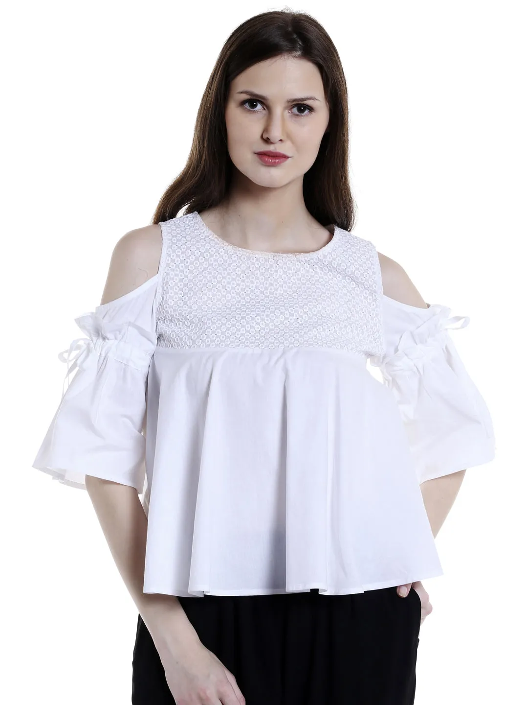 Cold Shoulder White Top