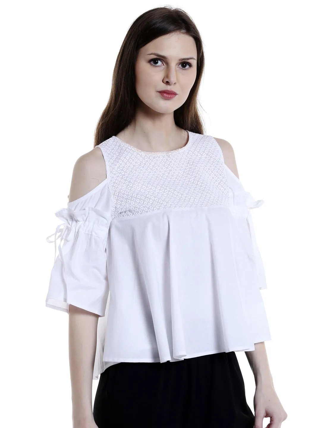 Cold Shoulder White Top