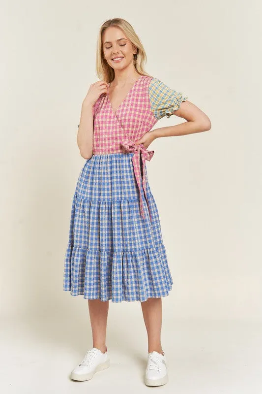 Colorblock gingham Dress