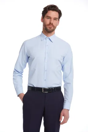 Comfort Fit Cotton Blend Light Blue Dress Shirt