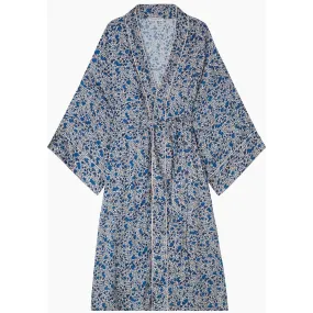 Corina Kimono Style Aster Print Robe In Blue