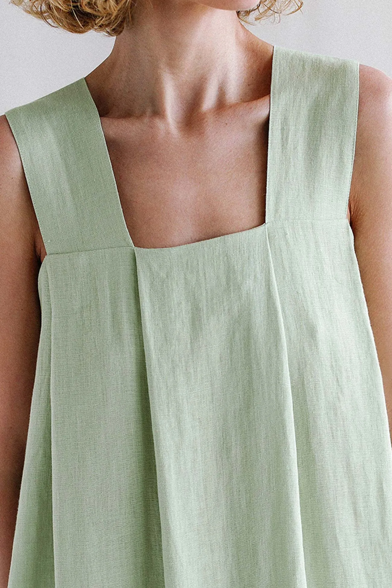 Cotton Linen Solid Tank Dress