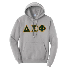 Delta Sig Heather Gray Hoodie with Sewn On Letters