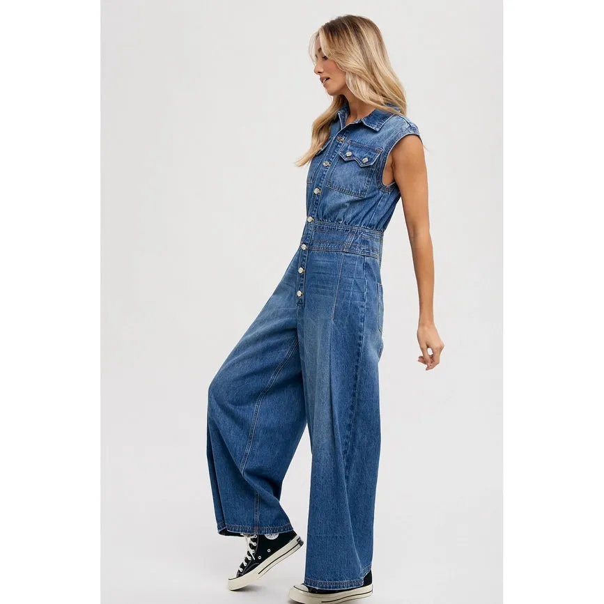 Denim Jumpsuit Med Wash