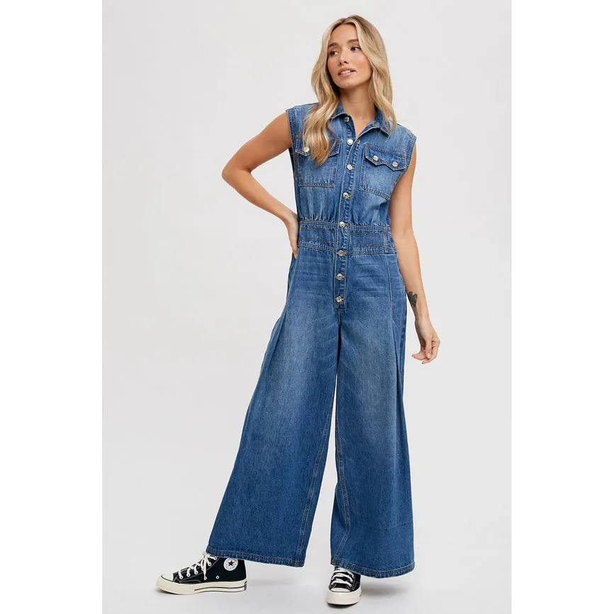 Denim Jumpsuit Med Wash