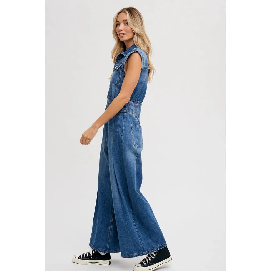 Denim Jumpsuit Med Wash