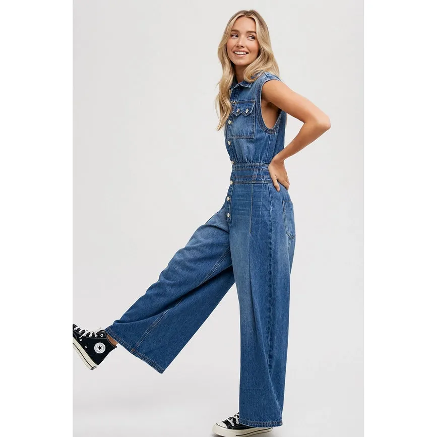 Denim Jumpsuit Med Wash