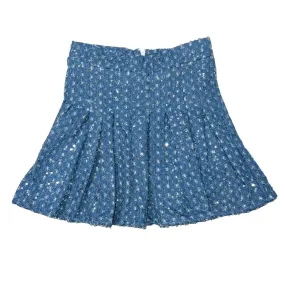 DENIM SPARKLE PLEATED SKIRT