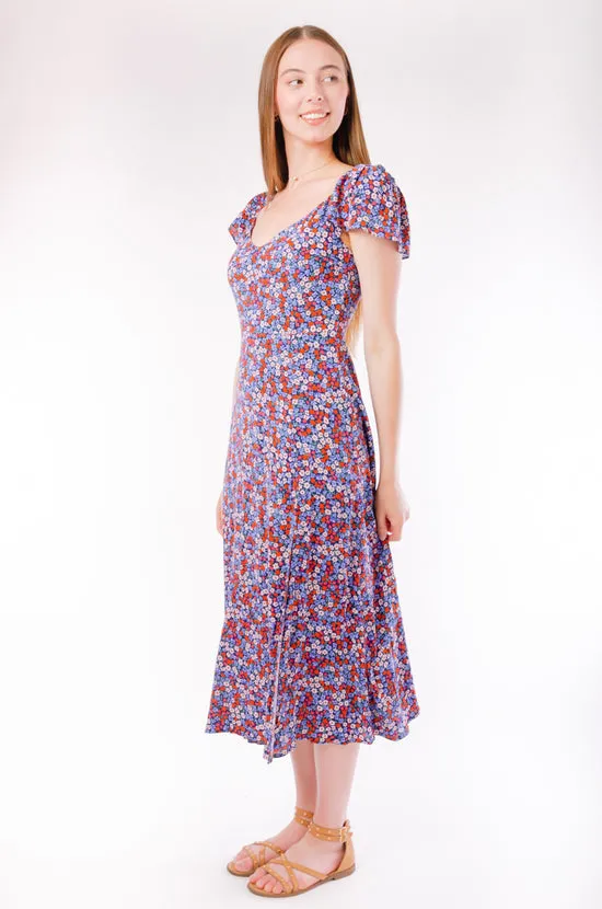 DF Indigo Pink Ditsy Dress