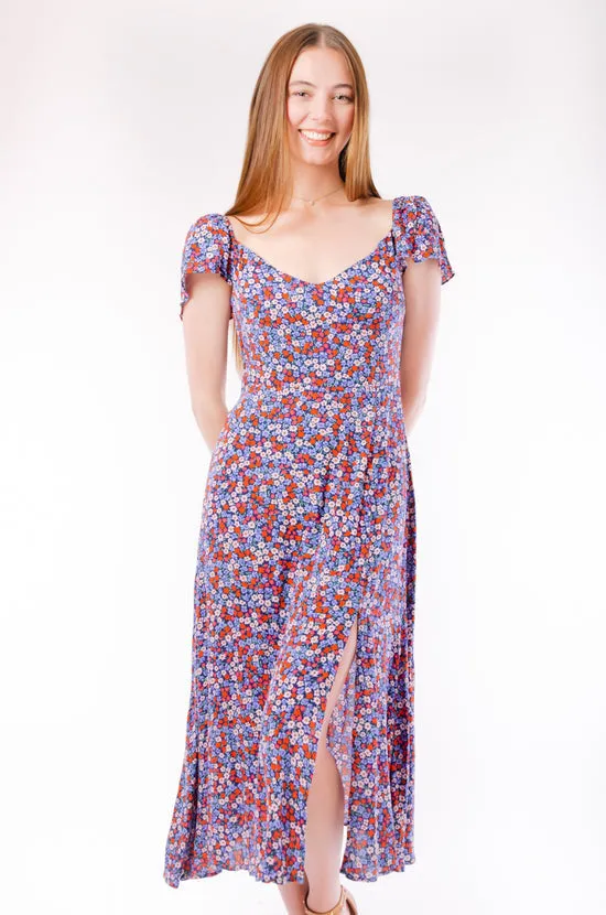 DF Indigo Pink Ditsy Dress