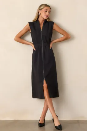 Distant Sun Black Sleeveless Midi Dress