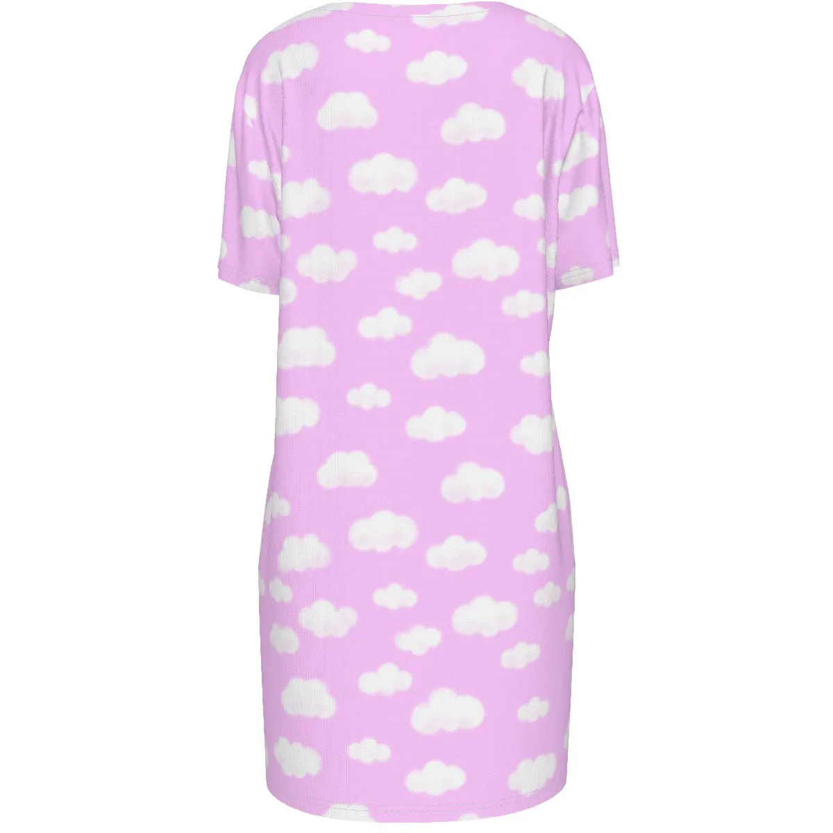 Dreamy Clouds Women's Cotton T-shirt Dress (Taffy Pink)