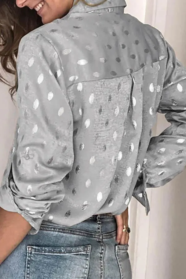 Dunnmall Casual Loose Lapel Print Top