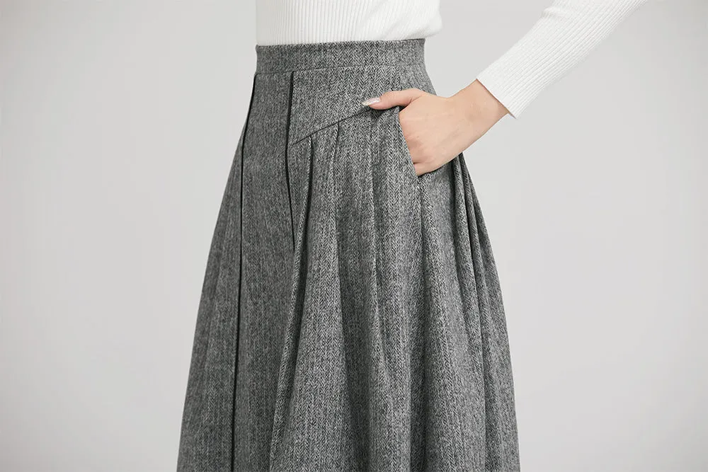 elegant pleated skirt with high waist and wide waist band 2243