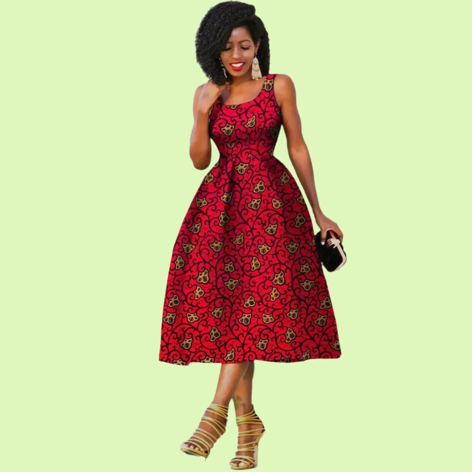 Elegant Sleeveless African Print Dress - Prolyf Styles