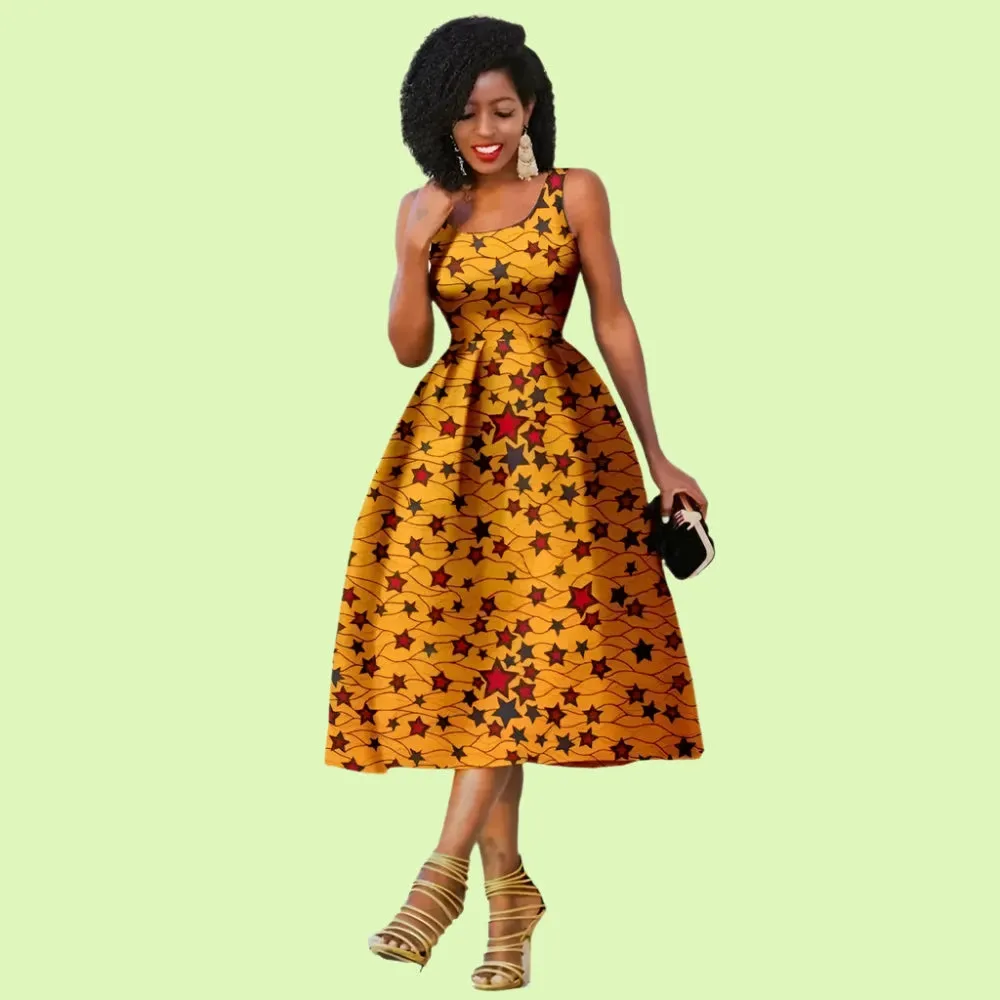 Elegant Sleeveless African Print Dress - Prolyf Styles