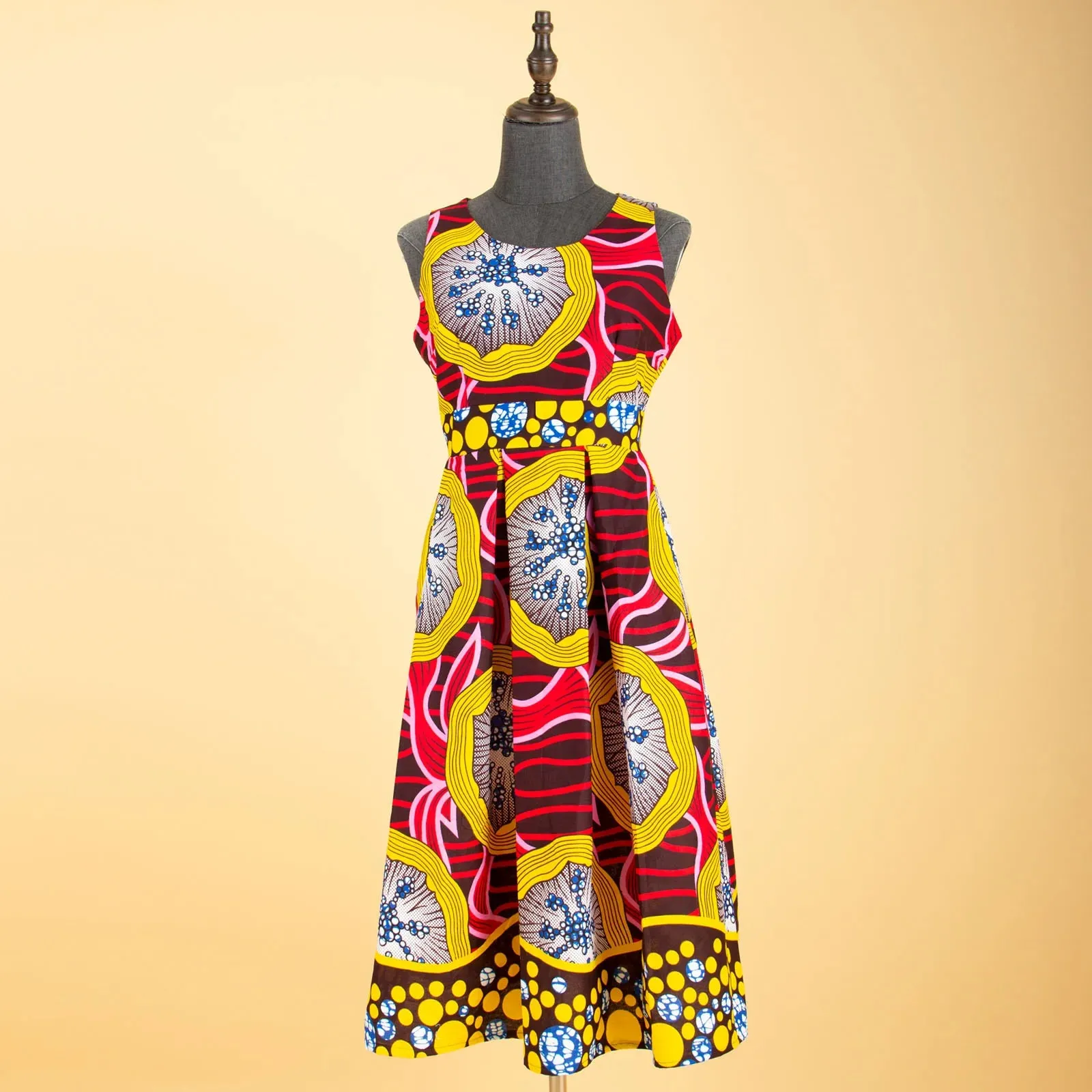 Elegant Sleeveless African Print Dress - Prolyf Styles