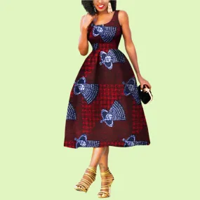 Elegant Sleeveless African Print Dress - Prolyf Styles