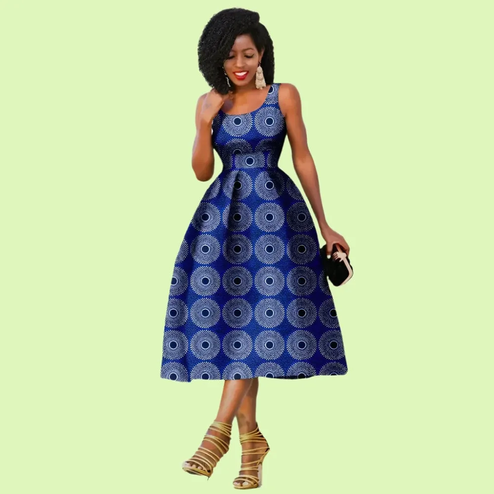 Elegant Sleeveless African Print Dress - Prolyf Styles