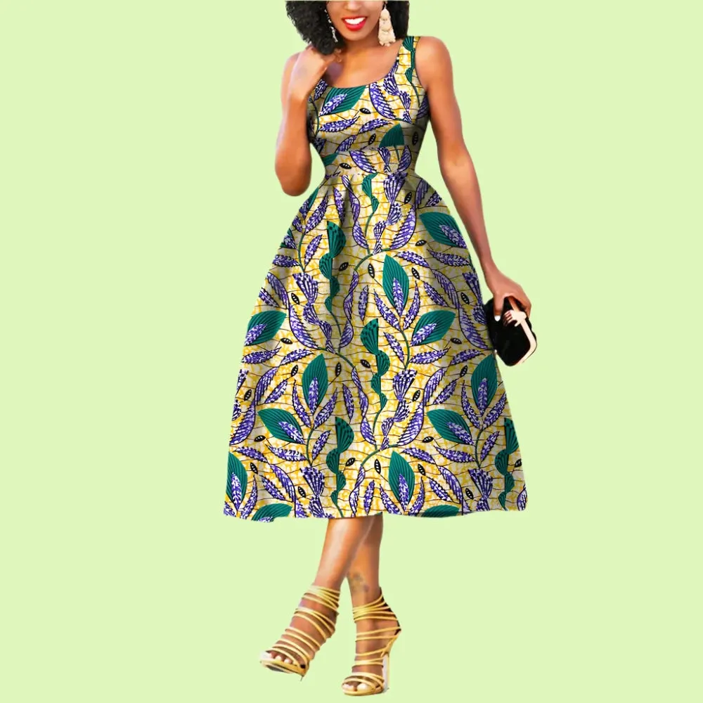 Elegant Sleeveless African Print Dress - Prolyf Styles