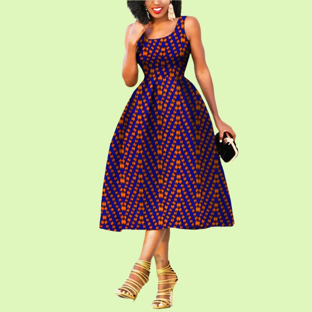 Elegant Sleeveless African Print Dress - Prolyf Styles