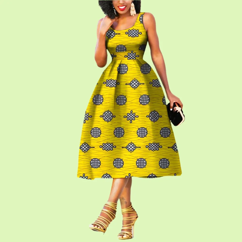 Elegant Sleeveless African Print Dress - Prolyf Styles