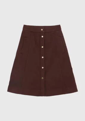 Elisabetta Franchi Burgundy Cotton Midi Skirt