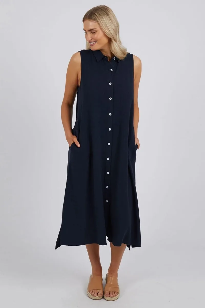 Elm - Cara Sleeveless Shirt Dress - Navy