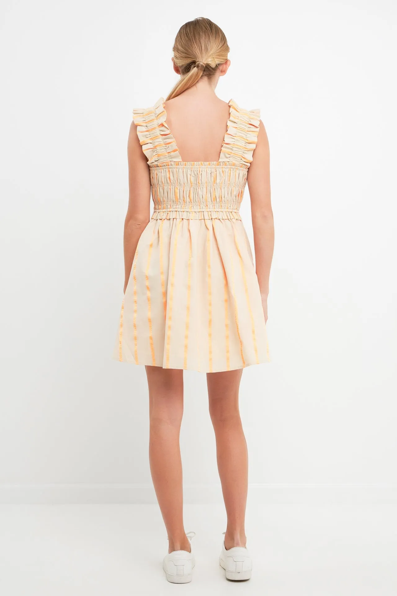 English Factory - Stripe Ruffled Midi Dress