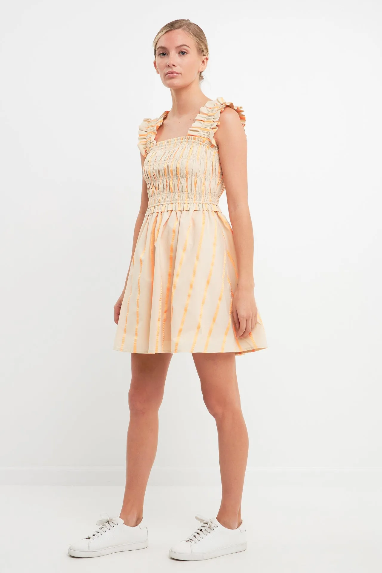 English Factory - Stripe Ruffled Midi Dress