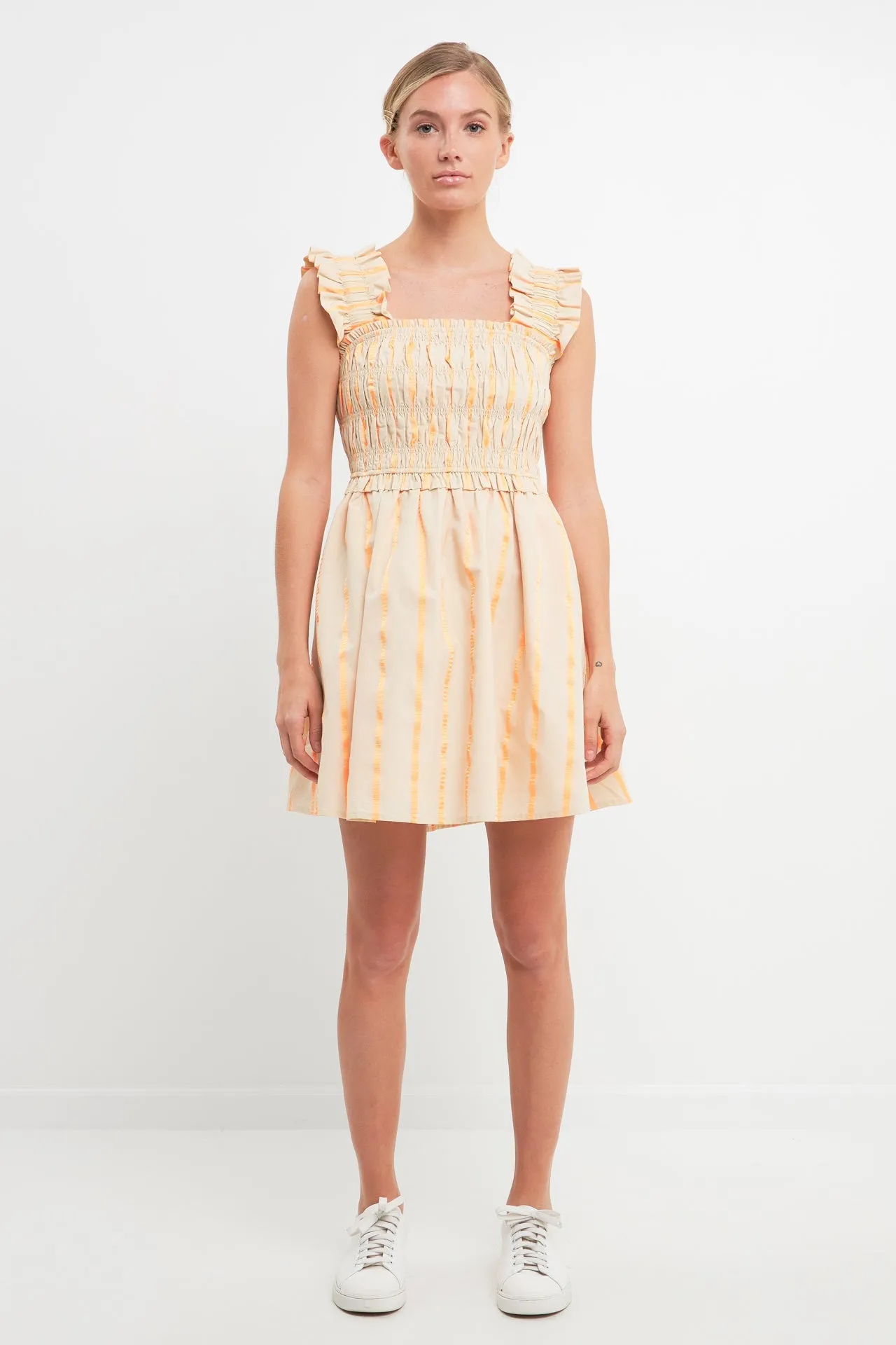 English Factory - Stripe Ruffled Midi Dress